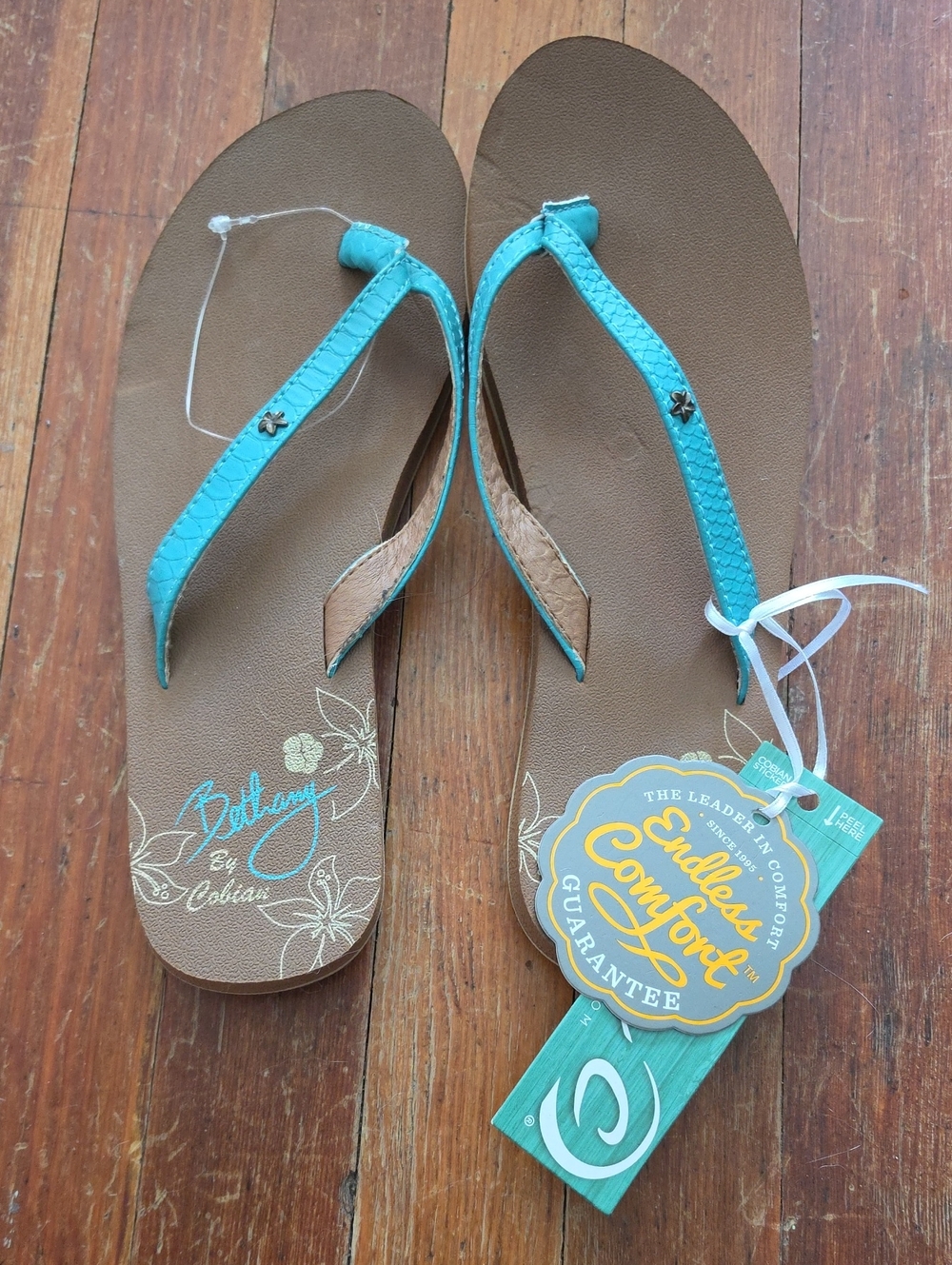 Women’s Teal Flip Flop Sandals - Comfort Footbed